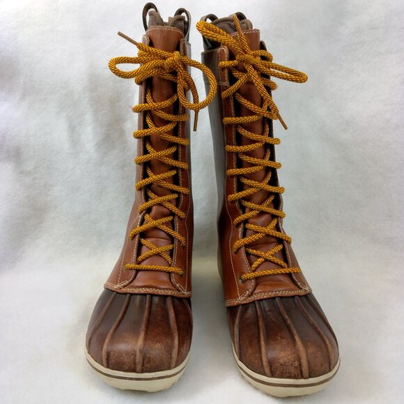 LL Bean Women’s 8 Bar Harbor Tek 2.5 Tall Leather Duck Boots Brown Waterproof - Picture 7 of 12